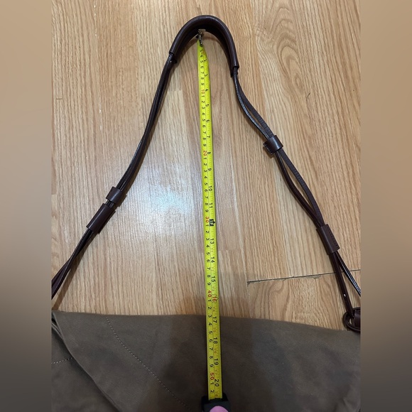 Asymmetrical Leather Cotton Canvas Brown Fold Over Crossbody Messenger Bag - Picture 16 of 16